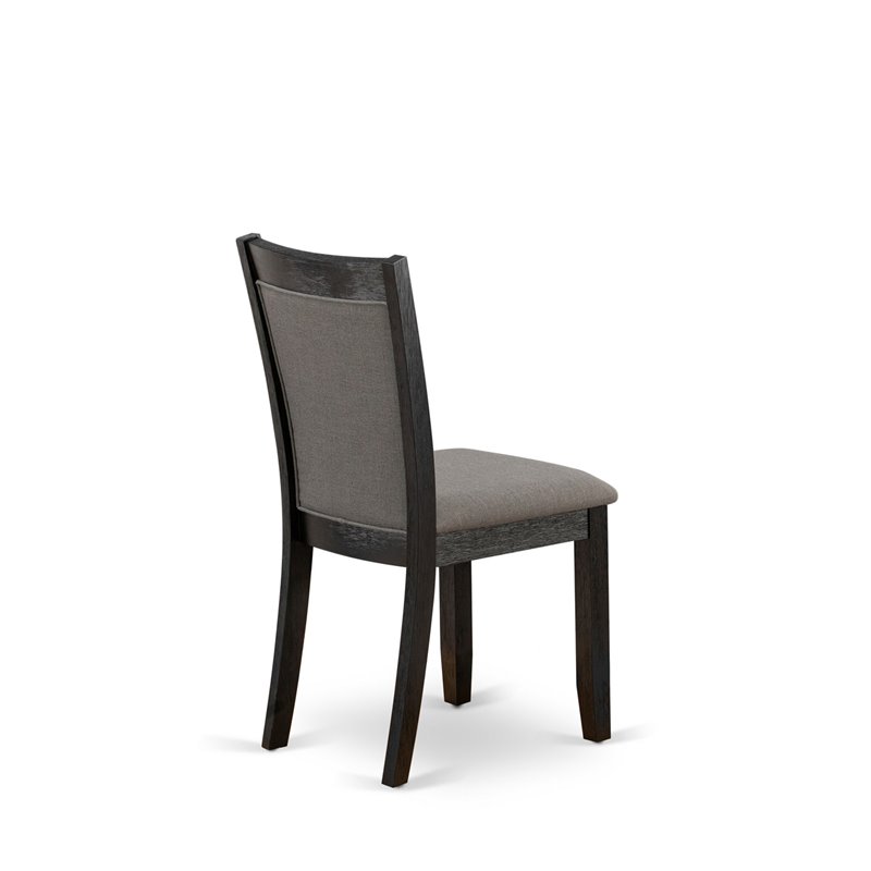 East West Furniture V-Style 5-Piece Wood Dining Set in Jacobean/Dark Gray/Black