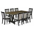 East West Furniture V-Style 9-Piece Wood Dining Set in Black/Gray/Jacobean