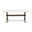 East West Furniture X-Style 9-Piece Wood Dining Set in Jacobean/White/Khaki Gray