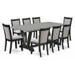 East West Furniture V-Style 9-Piece Wood Dining Set in Shitake Gray/Cement/Black