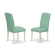 East West Furniture V-Style 9-Piece Wooden Dining Set in White/Pond Green