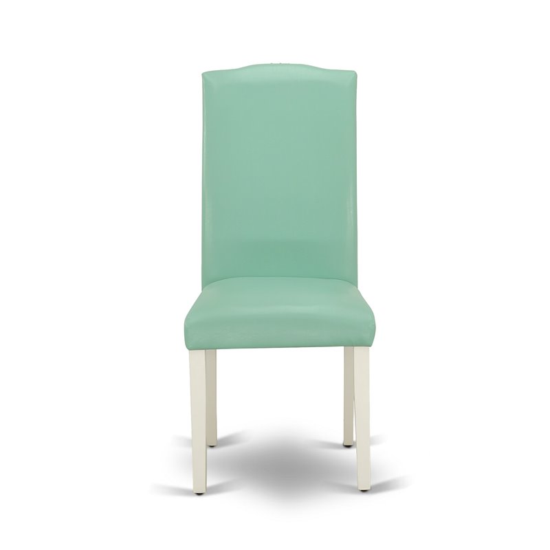 East West Furniture V-Style 9-Piece Wooden Dining Set in White/Pond Green