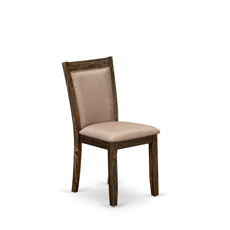 East West Furniture V-Style 7-Piece Wood Dining Set in Dark Khaki Gray/Jacobean