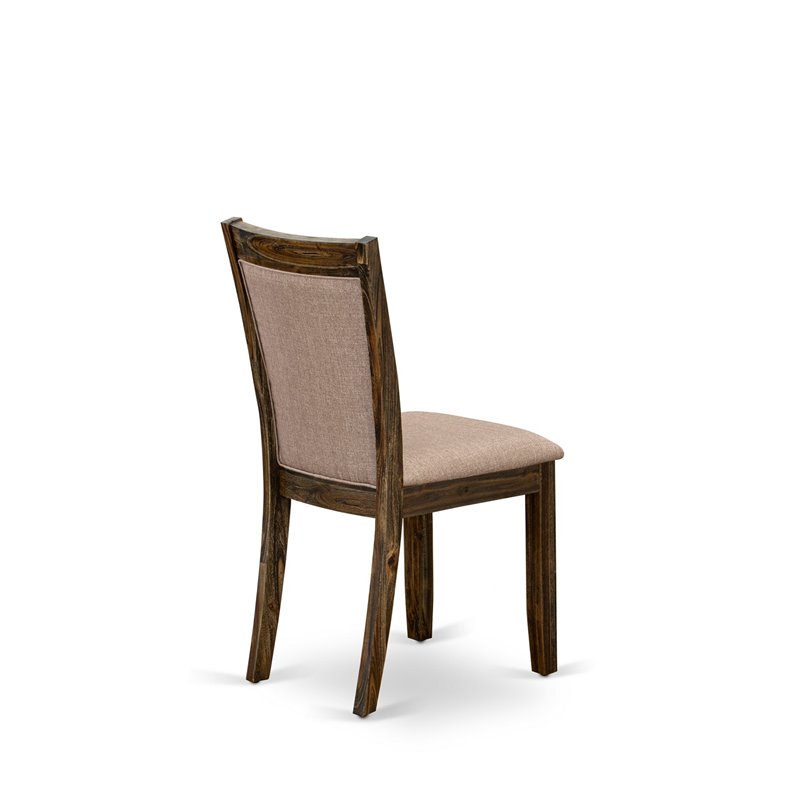 East West Furniture V-Style 7-Piece Wood Dining Set in Dark Khaki Gray/Jacobean