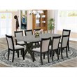 East West Furniture X-Style 9-Piece Wood Dining Set in Black/Cement/Shitake Gray