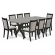 East West Furniture X-Style 9-Piece Wood Dining Set in Black/Cement/Shitake Gray