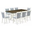 East West Furniture X-Style 9-Piece Wood Dining Set in Blue/Jacobean/White