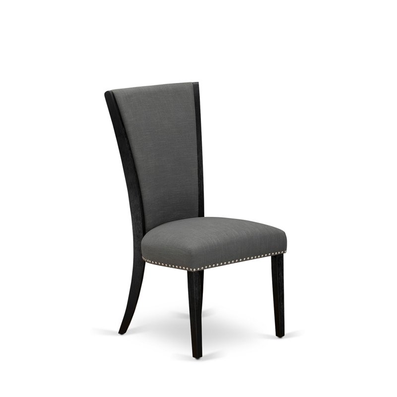 East West Furniture V-Style 9-Piece Wood Dining Set in Dark Gray/Black/White