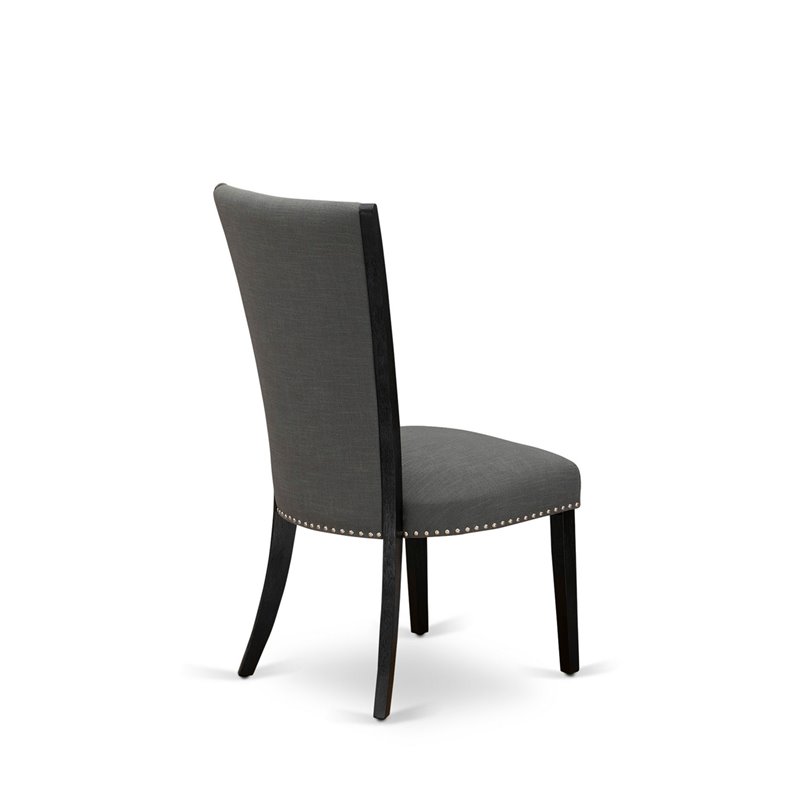 East West Furniture V-Style 9-Piece Wood Dining Set in Dark Gray/Black/White