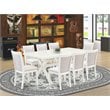 East West Furniture X-Style 9-Piece Asian Wood Dining Set in White/Cream