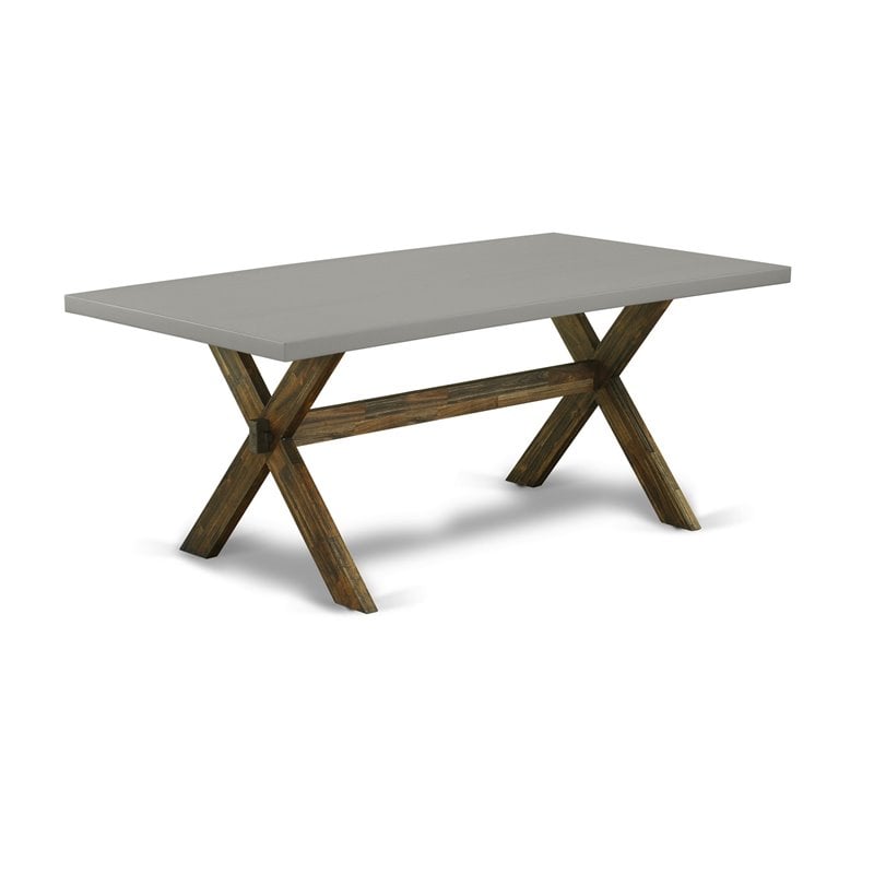 East West Furniture X-Style 9-Piece Wood Dining Set in Jacobean/Cement/Gray