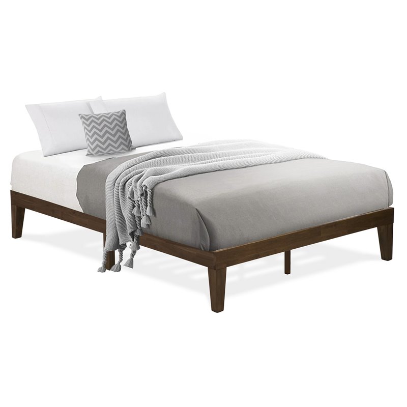 East West Furniture Denton Engineered Wood Full Platform Bed in Weathered Walnut