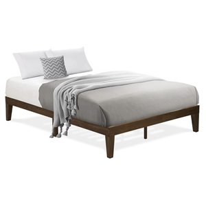 East West Furniture Denton Engineered Wood Full Platform Bed in Weathered Walnut