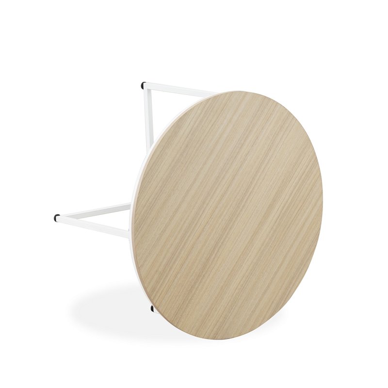 East West Furniture Madison Mid-Century Metal and Wood Coffee Table in White