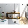 East West Furniture Norwich Metal and Wood Coffee Table in Black/Walnut