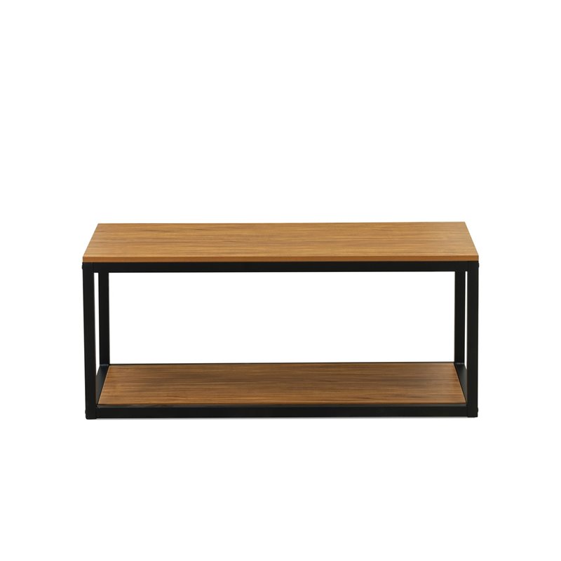 East West Furniture Norwich Metal and Wood Coffee Table in Black/Walnut