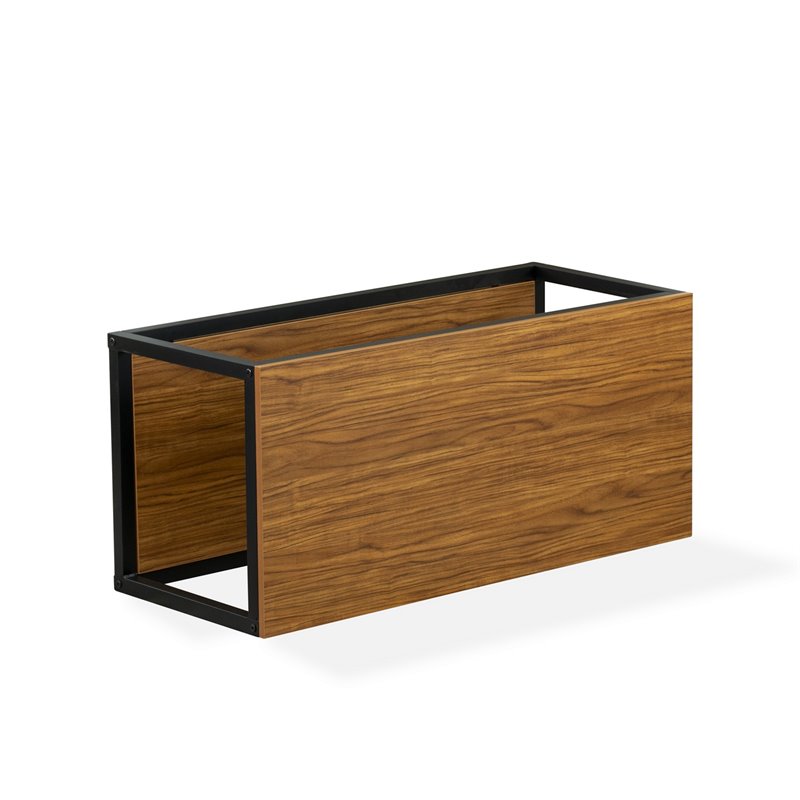 East West Furniture Norwich Metal and Wood Coffee Table in Black/Walnut