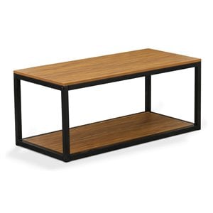 East West Furniture Norwich Metal and Wood Coffee Table in Black/Walnut