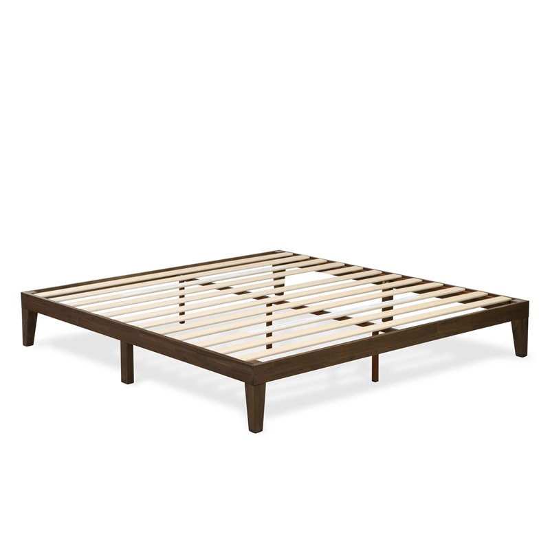 East West Furniture Denton Engineered Wood King Platform Bed in Weathered Walnut