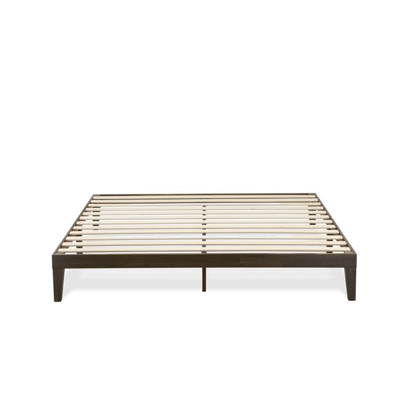 East West Furniture Denton Engineered Wood King Platform Bed in Weathered Walnut
