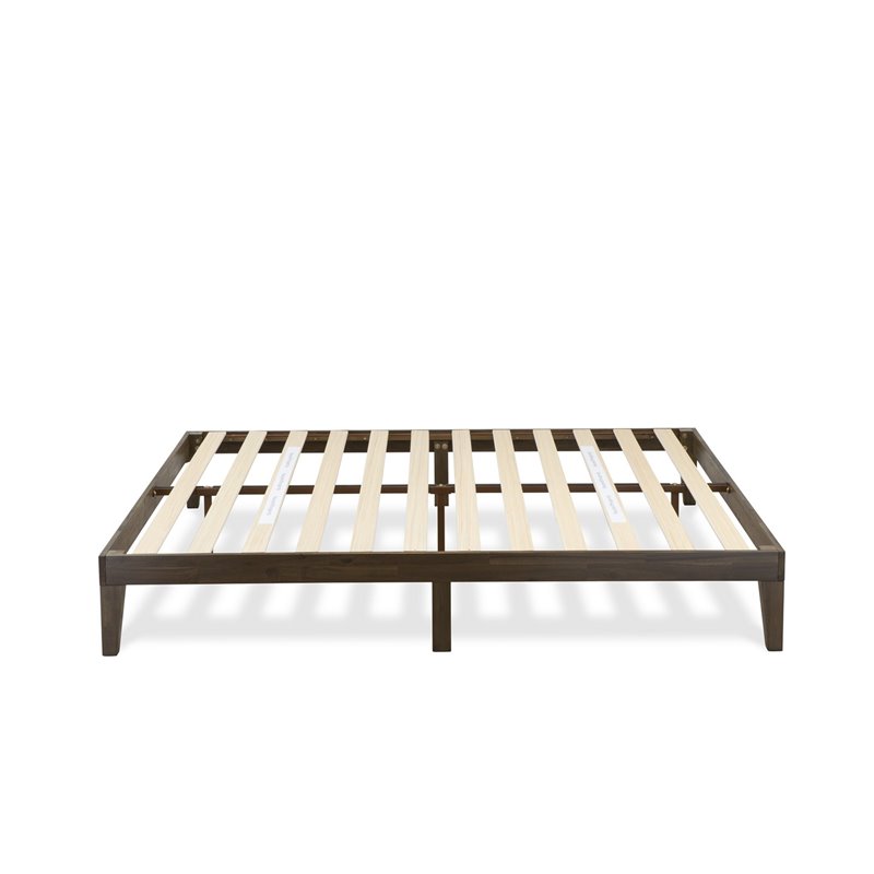 East West Furniture Denton Engineered Wood King Platform Bed in Weathered Walnut