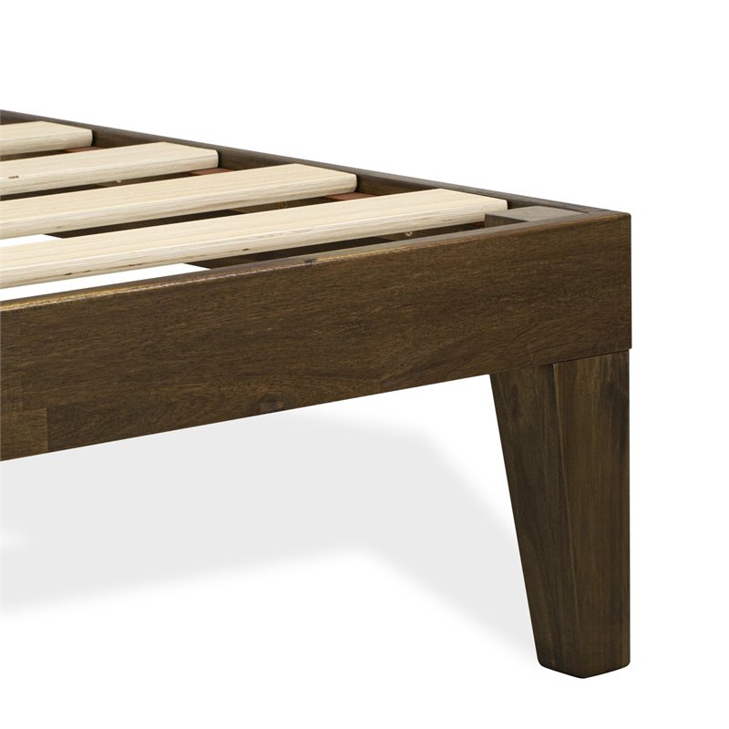 East West Furniture Denton Engineered Wood King Platform Bed in Weathered Walnut