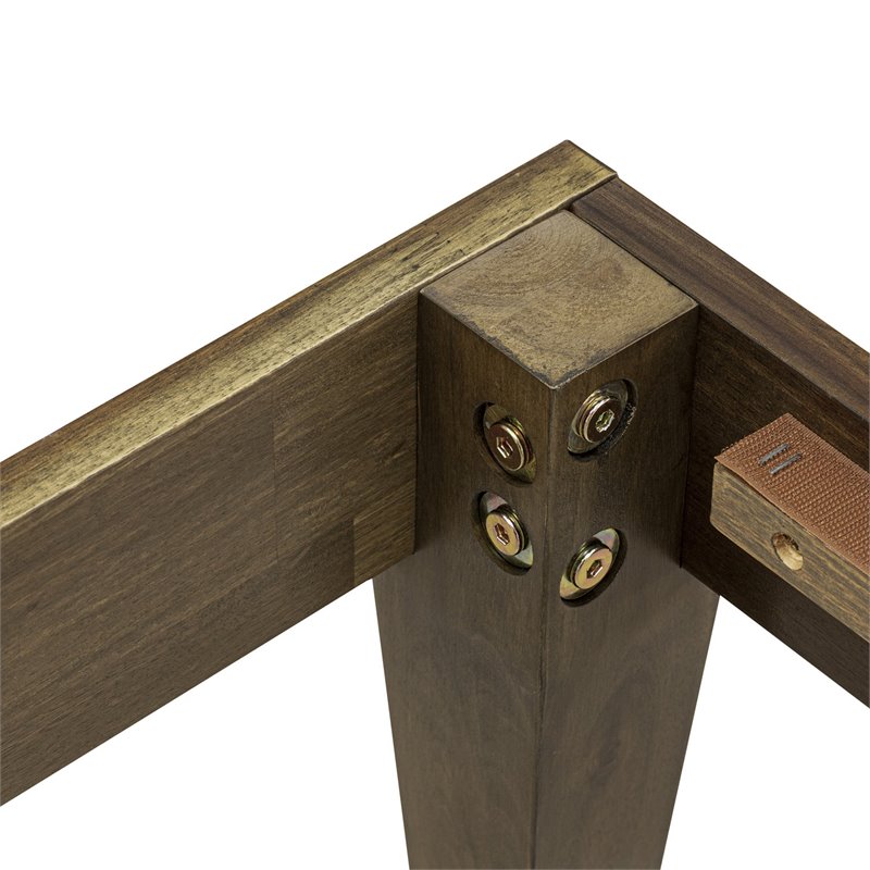 East West Furniture Denton Engineered Wood King Platform Bed in Weathered Walnut