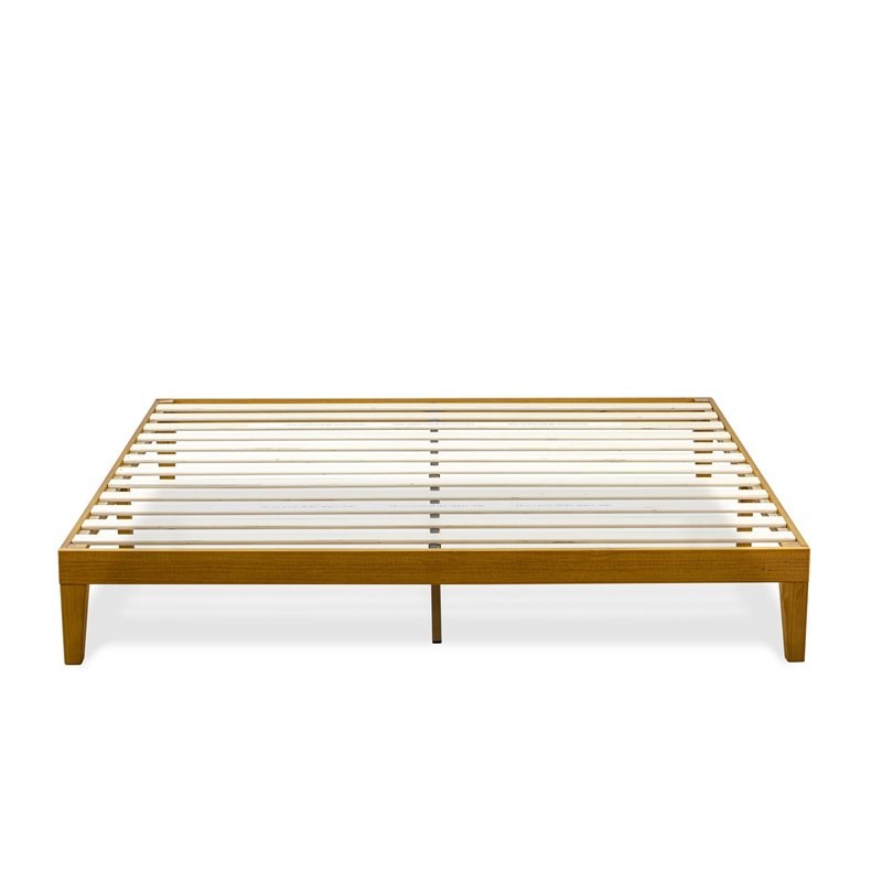 East West Furniture Denton Engineered Wood King Platform Bed in Rustic Oak