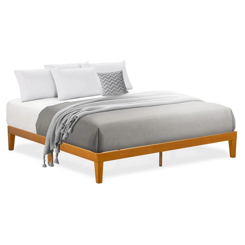 East West Furniture Denton Engineered Wood King Platform Bed in Rustic Oak