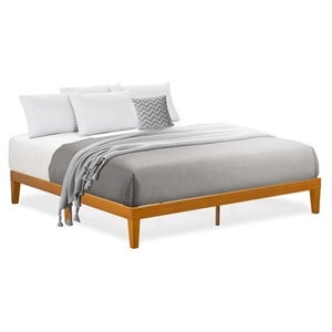 East West Furniture Denton Engineered Wood King Platform Bed in Rustic Oak