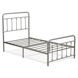 east west furniture garland traditional metal twin bed frame in silver