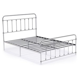 east west furniture garland traditional metal full bed frame in silver