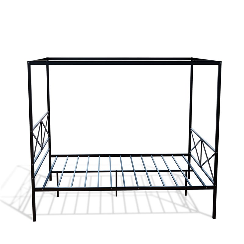 East West Furniture Glendale Traditional Metal Queen Bed Frame in Black