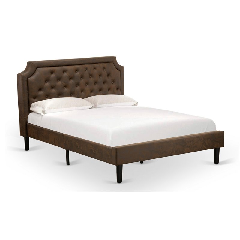East West Furniture Granbury Wood Queen Platform Bed in Dark Brown/Black