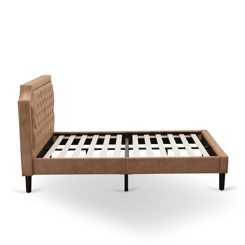 East West Furniture Granbury Wood Queen Platform Bed in Brown/Black