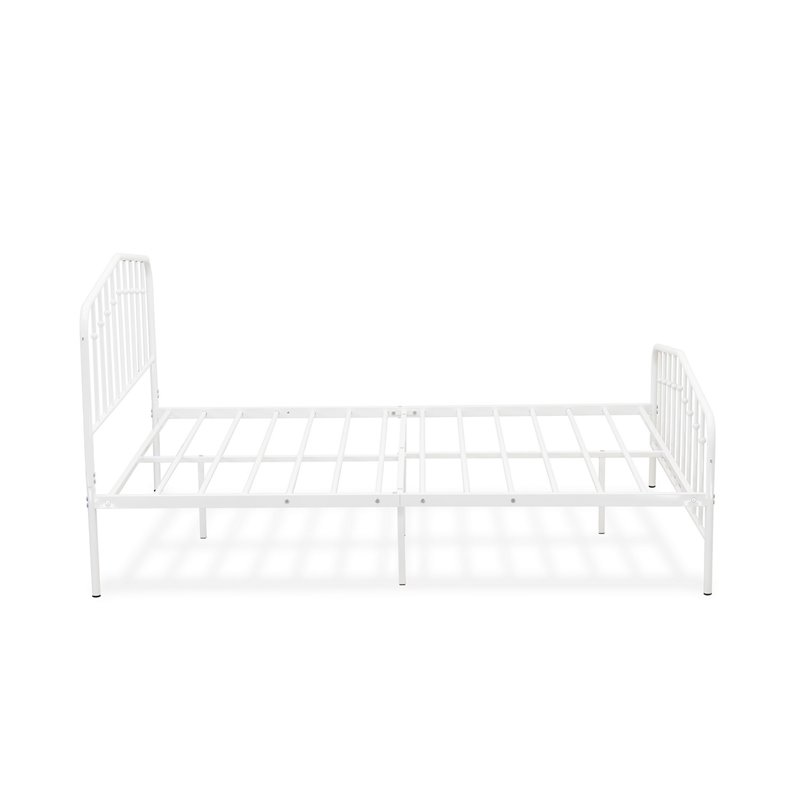 East West Furniture Kemah Traditional Metal Queen Bed Frame in White