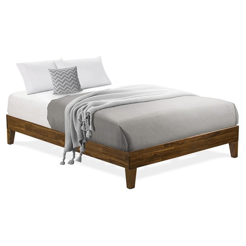 East West Furniture Navarro Traditional Engineered Wood Full Bed in Walnut