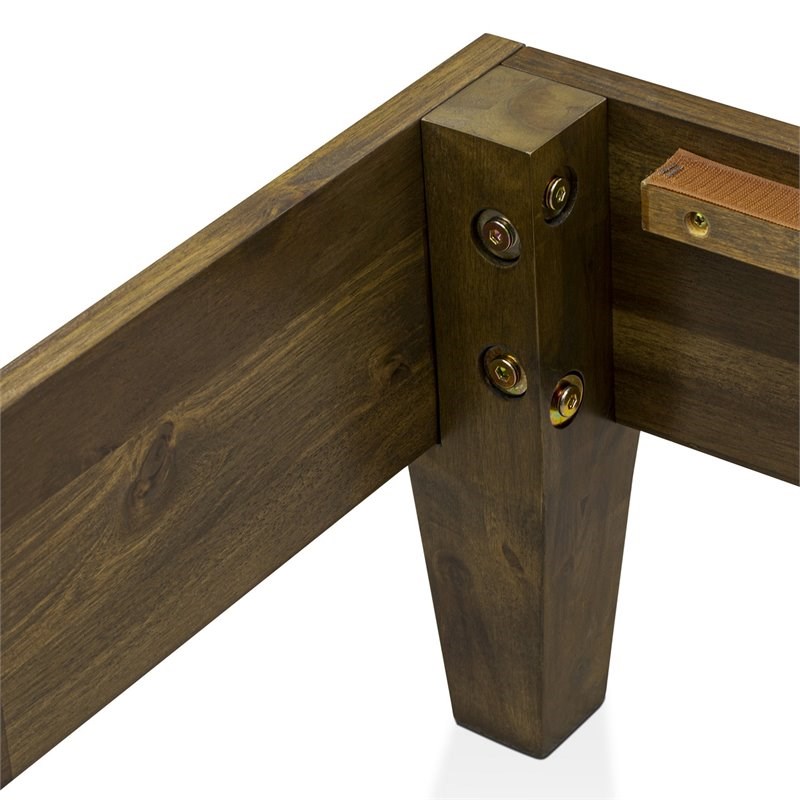 East West Furniture Navarro Traditional Engineered Wood Queen Bed in Walnut