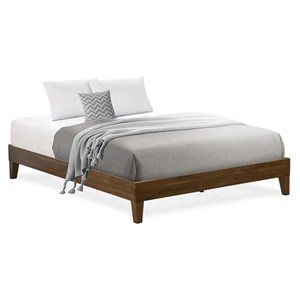 East West Furniture Navarro Traditional Engineered Wood Queen Bed in Walnut
