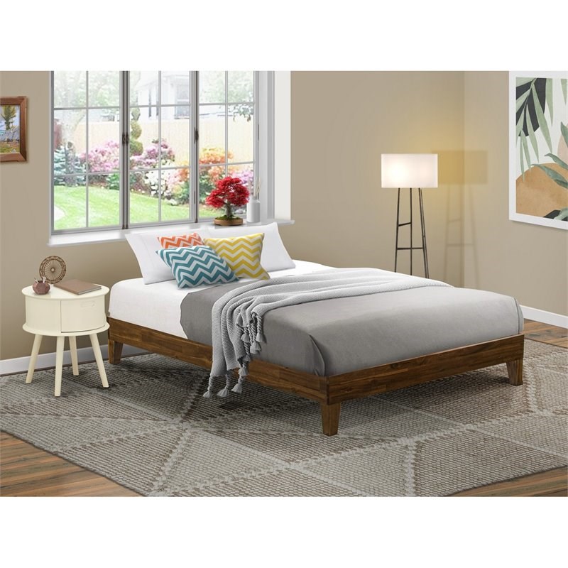 East West Furniture Navarro Traditional Engineered Wood Queen Bed in Walnut