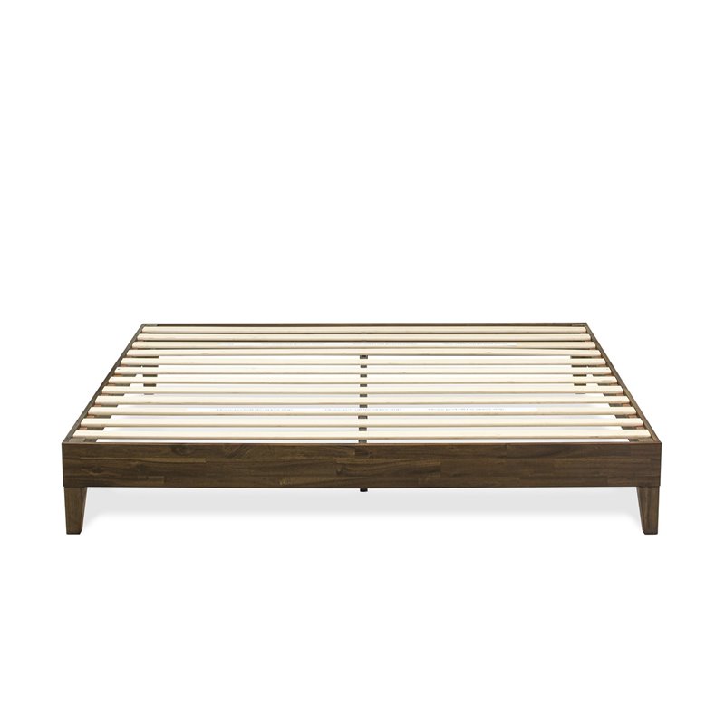 East West Furniture Navarro Traditional Engineered Wood King Bed in Walnut