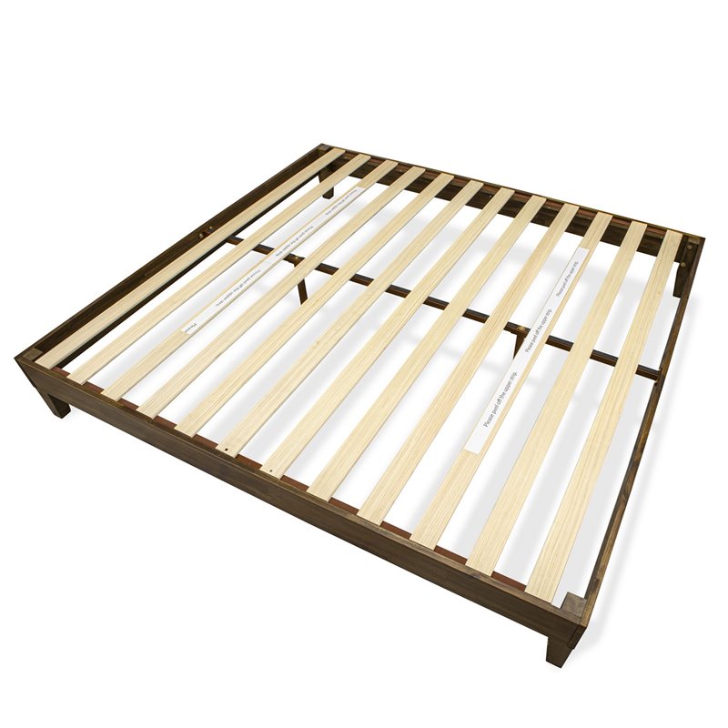 East West Furniture Navarro Traditional Engineered Wood King Bed in Walnut