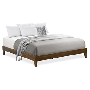 East West Furniture Navarro Traditional Engineered Wood King Bed in Walnut