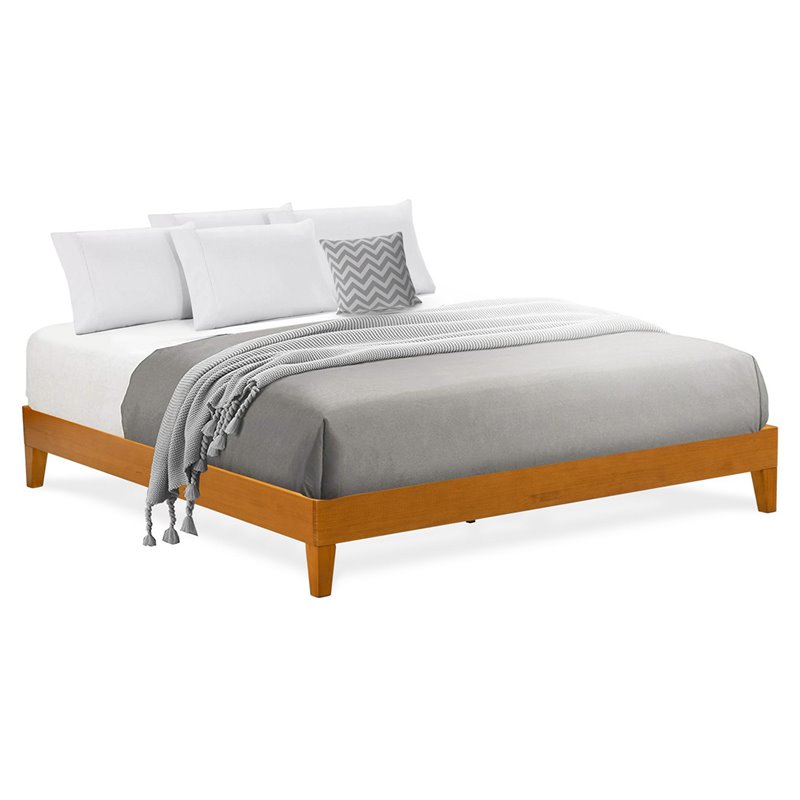 East West Furniture Navarro Traditional Engineered Wood King Bed in Oak