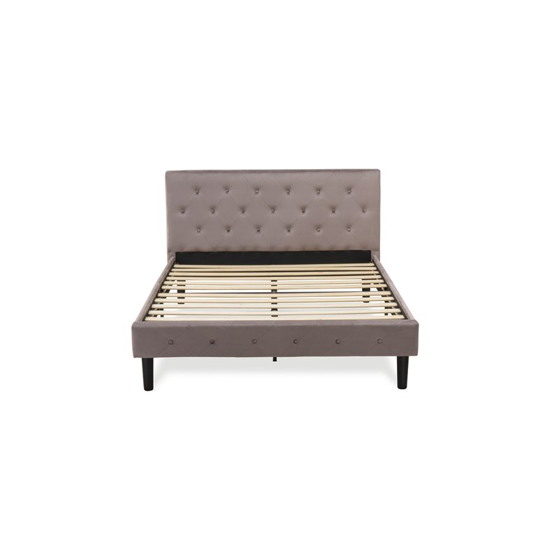 East West Furniture Nolan Traditional Engineered Wood Queen Bed in Brown/Black