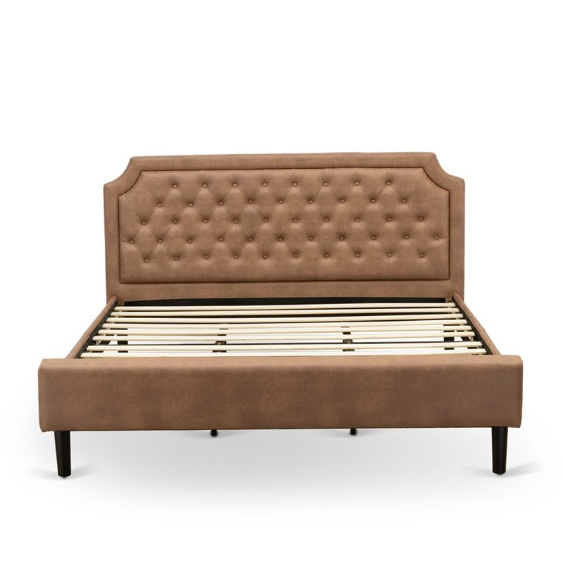 East West Furniture Granbury Engineered Wood King Platform Bed in Brown