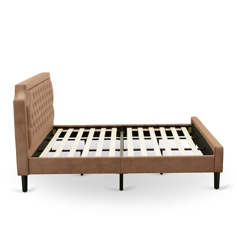 East West Furniture Granbury Engineered Wood King Platform Bed in Brown