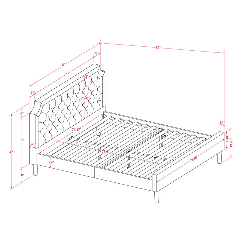 East West Furniture Granbury Engineered Wood King Platform Bed in Brown