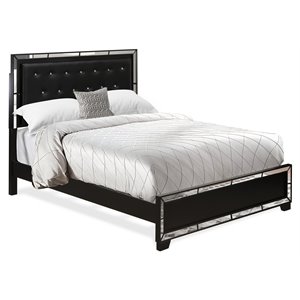 East West Furniture Nella Traditional Engineered Wood Queen Bed in Black
