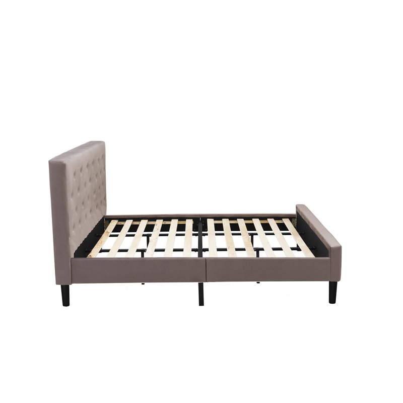 East West Furniture Nolan Engineered Wood King Bed in Black/Taupe Brown